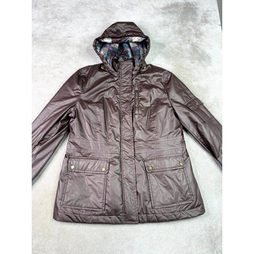 Pendleton Woolen Mills Parka Jacket Womens 2XL Brown Plaid Lined Hooded Hiking